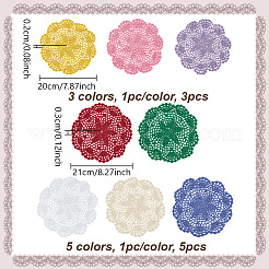 8Pcs 8 Styles Handmade Knitting Polyester Cloth Fabric Coaster&nbsp;AJEW-NB0007-91