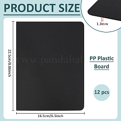 PPプラスチックボード12枚  長方形  ブラック  225x165x1.3mm&nbsp;DIY-BC0016-94
