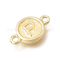 Brass Disc with Initial Links Connector Charms&nbsp;KK-E802-36G-P