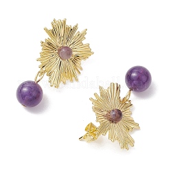 4 Pairs 4 Style Brass Mixed Stone Stud Earrings for Women&nbsp;EJEW-JE06244