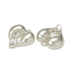 合金ガラスペンダント  プラチナ  ハートチャーム  ミックスカラー  19x18x4mm  穴：1.8mm&nbsp;PALLOY-P291-01P