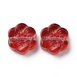 透明なスプレー塗装ガラスビーズ  梅の花  ミックスカラー  10x11x4mm  穴：1mm&nbsp;GLAA-I050-02