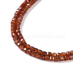 天然石ガーネットビーズ連売り  ファセットテーブルカットキューブ  3x3x3mm  穴：0.7mm  約130個/連  15.08''（38.3センチメートル）&nbsp;X-G-P457-B01-18A