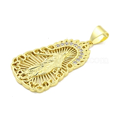 Rack Plating Brass Micro Pave Clear Cubic Zirconia Pendants&nbsp;KK-B091-21G-01