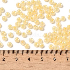 ガラスシードビーズ  セイロン  丸い穴  ラウンド  モカシン  4x3mm  穴：1.2mm  7650個/ポンド&nbsp;SEED-H002-H-1307