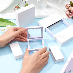 3 Bags 3 Styles Square Transparent PE Thin Film Suspension Jewelry Display Box&nbsp;CON-TA0001-38G