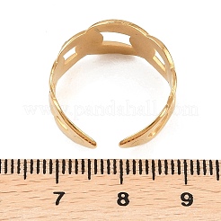 Ion Plating(IP) 304 Stainless Steel Curb Chain Shape Cuff Ring for Women&nbsp;RJEW-C025-31G