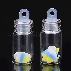 手作り樹脂粘土ネイルパーツ  ガラスびんとccbプラスチックボトルストッパー付き  寿司  カラフル  3~8x4~6x0.3~1mm&nbsp;MRMJ-S046-005E