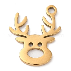 クリスマス 201 ステンレス ペンダント  ヘラジカのチャーム  ゴールドカラー  15.5x12.5x1mm  穴：1.5mm&nbsp;LS-STAS-D053-07G
