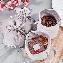 Velvet Jewelry Bags with Drawstring & Plastic Imitation Pearl&nbsp;TP-NB0001-20D