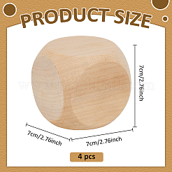 シマウッドのブランクダイス  未完成の木製サイコロ  桃パフ  70x70x70mm&nbsp;WOOD-WH0124-154C