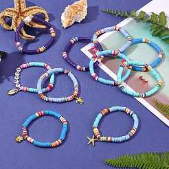 10Pcs 10 Styles Polymer Clay Heishi Beads Stretch Bracelets Sets&nbsp;BJEW-JB05922