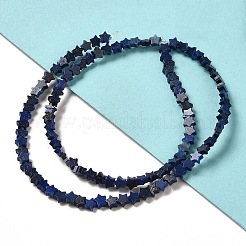 天然石ラピスラズリビーズ連売り  スター  4x4.5x2mm  穴：0.8mm  約102個/連  15.35インチ（39cm）&nbsp;G-G085-B02-01
