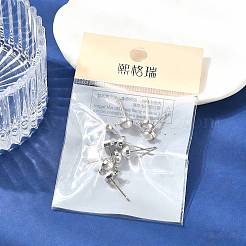 Shegrace 真鍮 ABS イミテーションパール ハーフラウンド スタッドピアス金具  カドミウムフリー＆ニッケルフリー＆鉛フリー  カン付き  プラチナメッキ  8x6mm  穴：1.2mm&nbsp;XGR0101P-118P