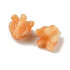 合成サンゴ刻まれたビーズ  染め  花  オレンジ  11.5~12.5x12mm  穴：1.2~1.4mm&nbsp;BSHE-P034-01A