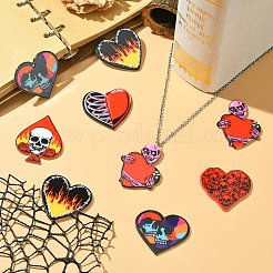 30個6スタイル不透明プリントアクリルパーツ  ハート  ミックスカラー  36~44x35.5~41.5x2~2.5mm  穴：1.2~2mm  5個/スタイル&nbsp;MACR-CJ0002-12