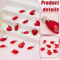 70Pcs 7 Styles Transparent Glass Pendants&nbsp;PALLOY-PH01663