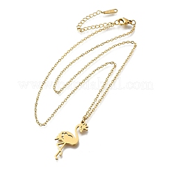 304 Stainless Steel Flamingo Shaped Pendant Cable Chain Necklaces for Women Men&nbsp;NJEW-Q032-02B-G