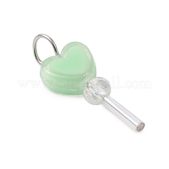 アクリル＆ガラスペンダント  304ステンレススチール製金具付き  ハート  ステンレス鋼色  21.5~22x18.5x4mm  穴：4x3.5mm&nbsp;PALLOY-JF03521-01