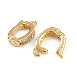 Oval Brass Micro Pave Clear Cubic Zirconia Fold Over Clasps&nbsp;KK-A269-42G