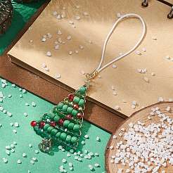 Christmas Glass Seed Beaded Pendant Decorations&nbsp;HJEW-TA00013