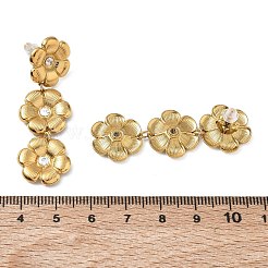 3-Tier Floral 304 Stainless Steel Micro Pave Cubic Zirconia Dangle Stud Earrings for Women&nbsp;SA-CBA4051-02G