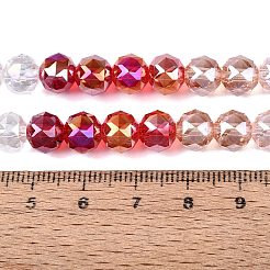 電気メッキ透明ガラスビーズ連売り  ラウンド  ABカラーメッキ  多面カット  ファイヤーブリック  7.5~8x7mm  穴：1~1.5mm  約48~50個/連  13.19~14.17（33.5~36センチメートル）&nbsp;EGLA-Q135-8MM-C10