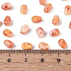 ピカソガラスシードビーズ  丸い穴  ティアドロップ  砂茶色  6~7x4~5mm  穴：0.9~1mm  約2645個/ポンド&nbsp;SEED-N012-10C