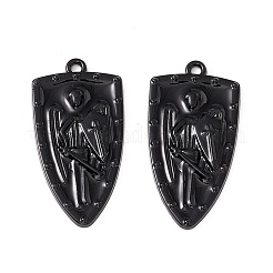 ハロウィンアロイエナメルペンダント  人間と盾  電気泳動黒  33x17x3mm  穴：1.7mm&nbsp;LS-FIND-G024-04EB