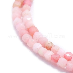 天然石ピンクオパールビーズ連売り  多面カット  キューブ  2x2x2mm  穴：0.6mm  約182個/連  15.16''~15.55''（38.5~39.5センチメートル）&nbsp;G-P457-B01-29