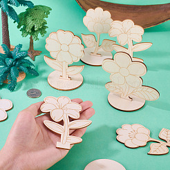 20Pcs 4 Styles Flower Unfinished Wood Display Decorations for DIY Painting Decoration Crafts&nbsp;DJEW-TA0001-38