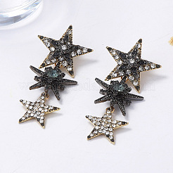 Star Zinc Alloy & Rhinestone Dangle Stud Earrings&nbsp;FS-WGD057C-01