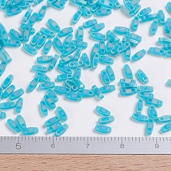 MIYUKIクォーターティラビーズ  日本製シードビーズ  2穴  （qtl2405fr）マット透明ティールab  5x1.2x1.9mm  穴：0.8mm  約2400個/50g&nbsp;SEED-X0054-QTL2405FR