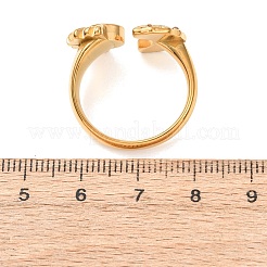 304ステンレススチールのラインストーンカフオープンリング  月と太陽  18KGP本金メッキ  19mm&nbsp;RJEW-E302-04G
