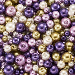 12 Strands 12 Styles Baking Paint Pearlized Glass Pearl Round Bead Strands&nbsp;HY-CW0001-03B