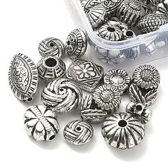 20g CCBプラスチックビーズ  DIYのジュエリーには  混合図形  アンティークシルバー  7.5~19x7.5~14x3~8mm  穴：1.2~3.5mm&nbsp;CCB-YW0001-19