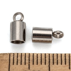 変色しにくい304ステンレススチールコードエンド  エンドキャップ  ステンレス鋼色  8x4mm  穴：2mm  内径：3mm&nbsp;X-STAS-M242-12