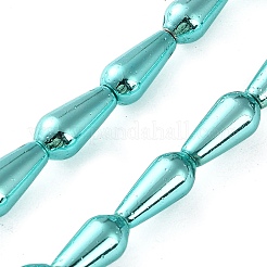 電気めっき合成磁性ヘマタイト ビーズ 連売り  ティアドロップ  ミックスカラー  12~12.5x6~6.5mm  穴：1.2mm  約33個/連  15.75インチ（40cm）&nbsp;G-C248-G01-8x12mm
