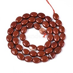 天然石レッドジャスパービーズ連売り  フラットオーバル  8x6x4mm  穴：0.8mm  約48~49個/連  14.88~15.16''（37.8~38.5センチメートル）&nbsp;G-T142-31