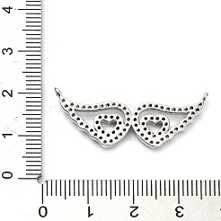 Brass Micro Pave Clear Cubic Zirconia Hollow Wings with Heart Connector Charms&nbsp;KK-L229-062P