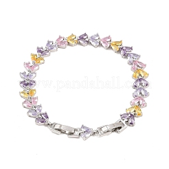 Platinum Tone Brass Micro Pave Cubic Zirconia Tennis Bracelets&nbsp;BJEW-B160-13P