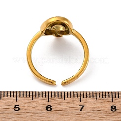 女性用304ステンレススチールオープンカフリング  文字L  18KGP本金メッキ  文字Q  13~14x7~15mm&nbsp;RJEW-M060-01G-17