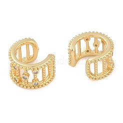 Brass Micro Pave Clear Cubic Zirconia Cuff Earring for Women&nbsp;LS-EJEW-S225-19G-01