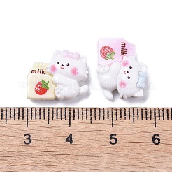 不透明でかわいい動物樹脂デコデンカボション  ミックスカラー  ミルク入りの猫型  12x15x6mm&nbsp;RESI-B024-02D