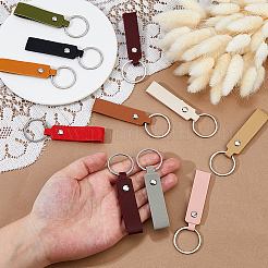 42Pcs 14 Colors Leather Keychains with Platinum Alloy Rings&nbsp;KEYC-DC0001-30
