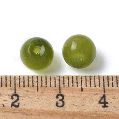 キャッツアイビーズ  ラウンド  片穴パーツ用  オリーブドラブ  8mm  穴：1mm&nbsp;CE-P003-01A-06