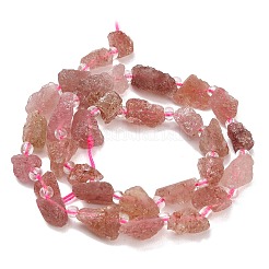 天然石ストロベリークォーツビーズ連売り  生のラフ  ナゲット  シードビーズで  8~19x7~10x6~8mm  穴：1mm  約28~30個/連  15.16''（38.5cm）〜15.94''（40.5cm）&nbsp;GG-CBA0B77-A15-02