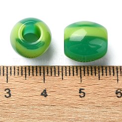ツートン樹脂ヨーロピアンビーズ  大きな穴バレルビーズ  グリーン  11.5x11x11mm  穴：5mm&nbsp;RESI-U008-06B