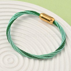304 Stainless Steel with Polyester Metallic Cord Bracelets for Women&nbsp;BJEW-Z145-01G