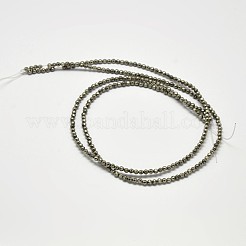 天然石パイライトラウンドビーズ連売り  多面カット  グレードA  3mm  穴：1mm  約130個/連  16インチ&nbsp;G-F197-09-3mm